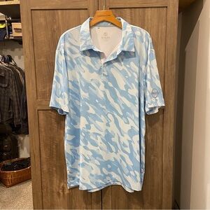 Scales XL Mens True Camo Polo Shirt Wash Blue Short Sleeve UV 50